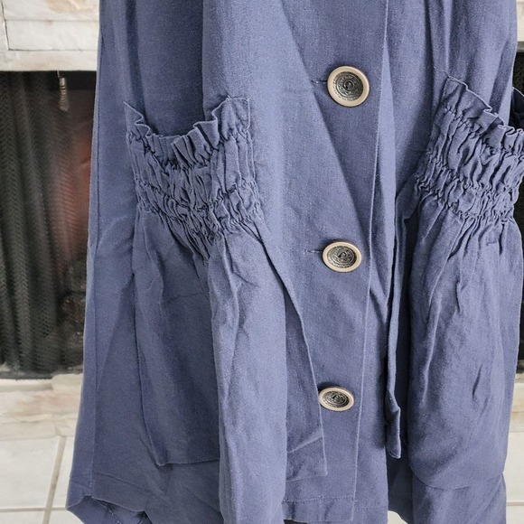 For Cynthia Navy Linen Blend Kimono Dress Size Large, XS NEW!!! - Picture 3 of 11